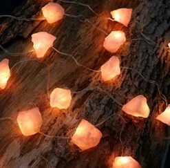 Genuine Rose Quartz Crystal Decorative String Lights Raw Stone Color Changing 8.5ft 20 LEDs USB Plug In Battery Operated With Remote For Bedroom Chakra Décor Nature Ornaments Nightlight Wedding Décor