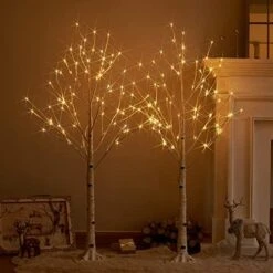 Fudios Lighted Birch Trees 6FT 96LED, Pre Lit White Tree Lights Plug In For Home Christmas Wedding Party Decoration Inside Outside Use 2sets -National Tree Company Sale Shop 518nXMk84RL. AC