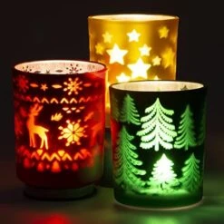 Rancco Tealight Candle Holders For Christmas, 3 Color Indoor Xmas Decor Tea Light Candle Jar For Centerpieces & Party Decoration, Votive Candle Holders W/Elk, Christmas Tree, Stars Designs,3.3x2.6in 13 Rancco Tealight Candle Holders For Christmas, 3 Color Indoor Xmas Decor Tea Light Candle Jar For Centerpieces & Party Decoration, Votive Candle Holders W/Elk, Christmas Tree, Stars Designs,3.3x2.6in -National Tree Company Sale Shop 518oO 1Ey2L. AC