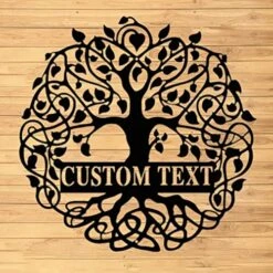 HIOKPLS Personalized Wall Decor Tree Metal Sign, Tree Metal Mural, Tree Sign, Tree Ornament, Tree Gift