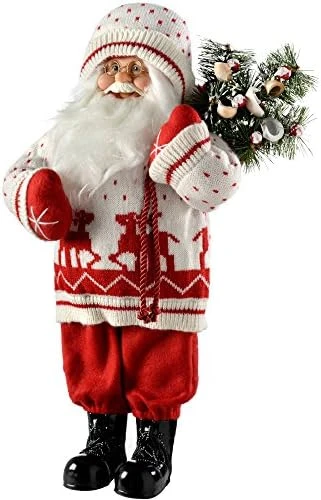 WeRChristmas Standing Santa With Knitted Outfit Christmas Decoration, 47 Cm - Red/White 8 WeRChristmas Standing Santa With Knitted Outfit Christmas Decoration, 47 Cm - Red/White - Image 6