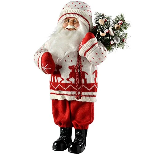 WeRChristmas Standing Santa With Knitted Outfit Christmas Decoration, 47 Cm - Red/White 3 WeRChristmas Standing Santa With Knitted Outfit Christmas Decoration, 47 Cm - Red/White