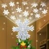 SXSGSM Christmas Tree Topper Lights, Snowflake Tree Topper With Magic Rotating Snowflake Projector, 3D Glitter Projector Xmas Tree Topper For Christmas Tree Decorations (Silver) -National Tree Company Sale Shop 5191N8dnIsL