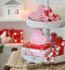 Valentines Day Tiered Tray Decor, 1 Valentine’s Day Wood Book Stack, 1 Bead Garland For Valentine, Be Mine Valentine Mini Faux Decorative Books Bundle, Farmhouse Valentine Decor For Table Mantle -National Tree Company Sale Shop 5191p55cUXL