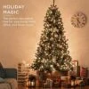 Best Choice Products 6ft Pre-Lit Pre-Decorated Spruce Hinged Artificial Christmas Tree W/ 798 Tips, 29 Pinecones, 29 Berries, 250 Lights, Metal Base