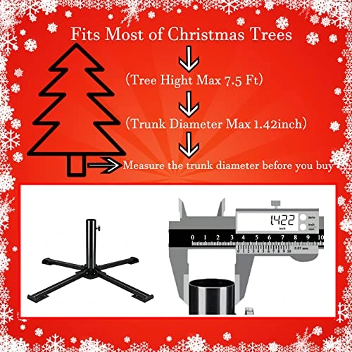 Artificial Christmas Tree Stand, Fake Christmas Tree Base For 4Ft To 7.5Ft Christmas Tree, Fits 1-1.42 Inch Tree Pole, Black 5 Artificial Christmas Tree Stand, Fake Christmas Tree Base For 4Ft To 7.5Ft Christmas Tree, Fits 1-1.42 Inch Tree Pole, Black - Image 3