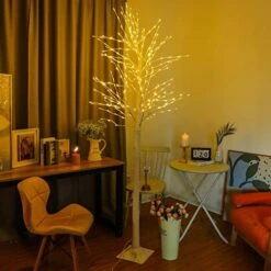 LAMPHOME Lighted Birch Tree, 7 Feet 304 LED Christmas Decorations Lighted Tree For Home, Party, Festival And Outdoor Use, UL Listed, Warm White -National Tree Company Sale Shop 519M72kVP9L. AC