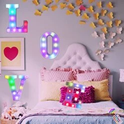 Light Up Colorful LED Marquee Letter Lights, 18 Colors Changing Alphabet Letters Sign With Remote Timer For Night Light Girls Bedroom Wedding Birthday Party Lamp Christmas Home Bar Decor- Colorful R -National Tree Company Sale Shop 519S9yROVsL