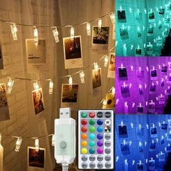 Solhice 20ft Photo Clips String Lights Color Changing 50 LEDs, RGB Hanging Pictures Wall Lights For Teen Girls Room Decor, Indoor Bedroom Lights With USB Powered And Remote, Gifts For Teenage Girls -National Tree Company Sale Shop 519gzNXVwuL. AC 3
