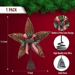 Ornativity Rattan Star Tree Topper - Christmas Rustic Acorn Tree Topper With Holly And Berry Decorations 13 Ornativity Rattan Star Tree Topper - Christmas Rustic Acorn Tree Topper With Holly And Berry Decorations -National Tree Company Sale Shop 51A7CSYoNcL
