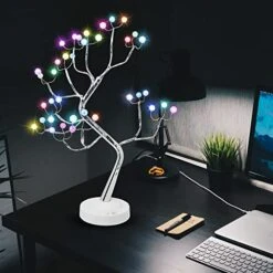 Tabletop RGB Color Changing Bonsai Tree Light,36L LED Fairy Tree Lamp,USB Battery Operated Remote Control 16 Color DIY Branches Artificial Tree,USB Battery Operated 6 Hour Timer(Crack Ball) -National Tree Company Sale Shop 51AJrCywOxL