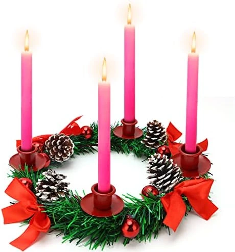Christmas Decoration Centerpiece Advent Wreath With 4 Candles Holder, 16 Inch Candlestick Holder With Pine Cone, Ribbon, Berry, Perfect For Outdoor Wedding Party Indoor Xmas Table Decor Gift 8 Christmas Decoration Centerpiece Advent Wreath With 4 Candles Holder, 16 Inch Candlestick Holder With Pine Cone, Ribbon, Berry, Perfect For Outdoor Wedding Party Indoor Xmas Table Decor Gift - Image 6