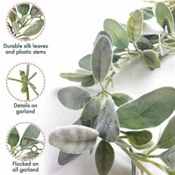 Quadow Artificial Lamb's Ear Greenery Garland, 6 Ft Long Artificial Lambs Ear Garlands Room Decor Green Leaves Vines Garland Home Party Garden Decor -National Tree Company Sale Shop 51AP4pc284L