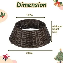 Christmas Tree Collar, 23'' D Handmade Artificial Rattan Wicker Christmas Stand Tree Collar Basket Base Cover For Holiday Decoration-Round Brown -National Tree Company Sale Shop 51ASXwZJUnL