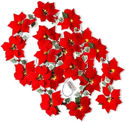 Artificial Christmas Garland With Lights - Battery Operated 6.56FT Prelit Garland With 20 LED Lights, Red Berries, Pine Cones, Pine Needles Decor For Xmas Tree Thanksgiving Home Fireplace Party 12 Artificial Christmas Garland With Lights - Battery Operated 6.56FT Prelit Garland With 20 LED Lights, Red Berries, Pine Cones, Pine Needles Decor For Xmas Tree Thanksgiving Home Fireplace Party - Image 10