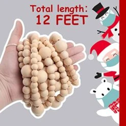 Yinder 4 Pcs 48 Feet Christmas Wooden Beaded Garland Decor 11.8 Ft Farmhouse Bead Wall Hanging Decor Rustic Wood Bead Garland Boho Christmas Tree Hanging Decorations For Holiday Mantel Home Ornaments -National Tree Company Sale Shop 51AWkwjbvpL