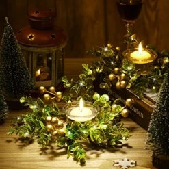 Christmas Candle Garland Simulation Colored Berry Candle Garland Xmas Wreath Candle Holder Mini Candle Ring For Wedding Party Living Room Dining Table Closet Decoration (Gold Berry Style, 4 Pieces) 10 Christmas Candle Garland Simulation Colored Berry Candle Garland Xmas Wreath Candle Holder Mini Candle Ring For Wedding Party Living Room Dining Table Closet Decoration (Gold Berry Style, 4 Pieces) -National Tree Company Sale Shop 51AjxVdIIrL