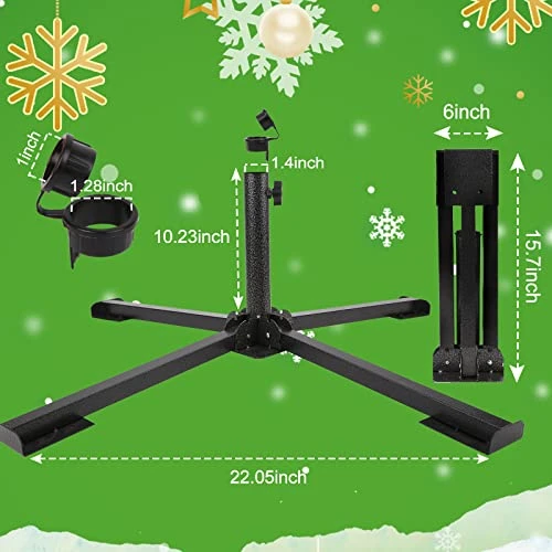 Artificial Christmas Tree Stand, Fake Christmas Tree Base For 4Ft To 7.5Ft Christmas Tree, Fits 1-1.42 Inch Tree Pole, Black 4 Artificial Christmas Tree Stand, Fake Christmas Tree Base For 4Ft To 7.5Ft Christmas Tree, Fits 1-1.42 Inch Tree Pole, Black - Image 2