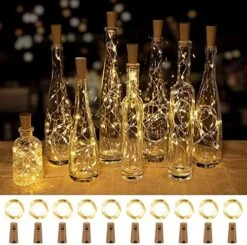 Wine Bottle Lights With Cork, 10 Pack 20 LED Waterproof Battery Operated Cork Lights, Silver Wire Mini Fairy Lights For Liquor Bottles DIY Party Bar Christmas Holiday Wedding Déco 16 Wine Bottle Lights With Cork, 10 Pack 20 LED Waterproof Battery Operated Cork Lights, Silver Wire Mini Fairy Lights For Liquor Bottles DIY Party Bar Christmas Holiday Wedding Déco -National Tree Company Sale Shop 51B8jBa4SeL. AC