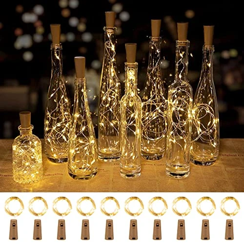 Wine Bottle Lights With Cork, 10 Pack 20 LED Waterproof Battery Operated Cork Lights, Silver Wire Mini Fairy Lights For Liquor Bottles DIY Party Bar Christmas Holiday Wedding Déco 3 Wine Bottle Lights With Cork, 10 Pack 20 LED Waterproof Battery Operated Cork Lights, Silver Wire Mini Fairy Lights For Liquor Bottles DIY Party Bar Christmas Holiday Wedding Déco