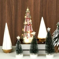 Dohance 11" LED Tower Glass Desktop Christmas Tree, Glass Xmas Tree Christmas Ornaments Set With Artificial Berries And Xmas Old Man Decor, 2 Style LED Modes, Home Table Decor Festive Gift -National Tree Company Sale Shop 51BC7AhBCLL