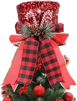 Christmas Tree Topper Hat, Homgaty Sequins Bling Bowler Derby Hat With Lattice Bow And Long Ribbon, Christmas Tree Decorations Topper Hat Ornament For Holiday Home Decor (Black) 15 Christmas Tree Topper Hat, Homgaty Sequins Bling Bowler Derby Hat With Lattice Bow And Long Ribbon, Christmas Tree Decorations Topper Hat Ornament For Holiday Home Decor (Black) -National Tree Company Sale Shop 51BhLt8t2L. AC