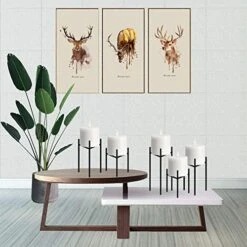 Jiyimi Christmas Fireplace Candelabras Wax Geometric Candleholder Set Of 5 Black Straight Triangle Iron Candlestick For LED Pillar Candle Centerpieces Table -National Tree Company Sale Shop 51C5QrSm2IL