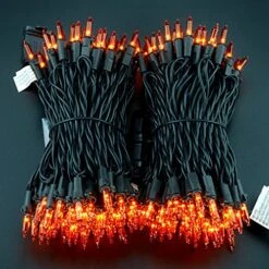 YULETIME Orange String Lights With Black Wire, 66 Feet 200 Count UL Certified Christmas Light, Pack Of 2 Sets 33 Ft 100 Amber Mini Light Set For Halloween Thanksgiving Holidays (Orange) -National Tree Company Sale Shop 51CDOlXkMfS
