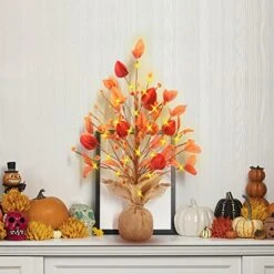 SY Super Bang Artificial Fall Small Berry Tree, 17Inch Table Top Mini Autumn Decorations With 20 LED, For Home Fireplace Harvest Thanksgiving Party Holiday Decor. -National Tree Company Sale Shop 51CHCUocFcL