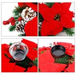 FORUP Christmas Centerpiece, Christmas Candle Holders, Christmas Tabletop Poinsettia Centerpiece With 3 Candle Holders, Romantic Holiday Candelabrum For Home Party Christmas Table Mantel Decorations -National Tree Company Sale Shop 51CUdnJNnuL