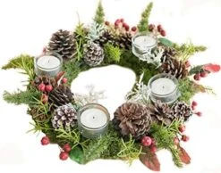 ChezMax Candle Rings Berry Tea Light Ring Small Candle Wreaths Berry Candle Holder Table Decoration For Christmas Valentine's Day Thanksgiving Day Dinner Party Wedding Diameter 4" 4 PCS -National Tree Company Sale Shop 51D3K2rPXcL. AC