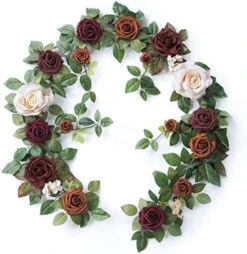 PONATIA 5FT Handcrafted Artificial Rose Flower Garland, Dusty Blue Flowers Greenery Garland For Wedding Ceremony Garlands Backdrop Arch Flowers, Ceremony Reception Table Decorations -National Tree Company Sale Shop 51DCKWzusyL. AC