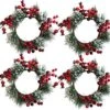 ChezMax Candle Rings Berry Tea Light Ring Small Candle Wreaths Berry Candle Holder Table Decoration For Christmas Valentine's Day Thanksgiving Day Dinner Party Wedding Diameter 4" 4 PCS -National Tree Company Sale Shop 51DCZa0s4tL