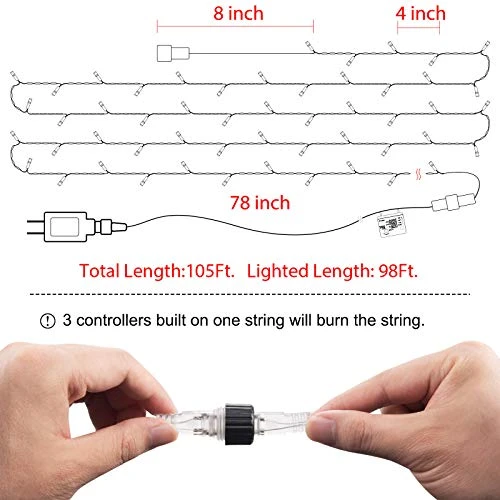 Christmas String Lights - 98FT 300 LED Twinkle Fairy Lights String With 8 Light Modes For Christmas Trees Garland Wreath Wedding Indoor Outdoor Holiday Decorations - Blue 4 Christmas String Lights - 98FT 300 LED Twinkle Fairy Lights String With 8 Light Modes For Christmas Trees Garland Wreath Wedding Indoor Outdoor Holiday Decorations - Blue - Image 2