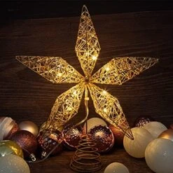 LAWOHO White Winter Christmas Tree Topper, Bauhinia 5 Point Star Tree Topper 11.81" X 10", Xmas Tree Topper Star Lighted With 10 Warm LED For Christmas Tree Ornaments Decorations Home Decor -National Tree Company Sale Shop 51DJvYFGLiL. AC