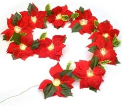 Lvydec Pre-Lit Artificial Poinsettia Flower Garland, 6.5 Feet Lighted Poinsettia Garland With 10 Clear Lights For Christmas Decoration, Battery Operated -National Tree Company Sale Shop 51DfkMCeWjL. AC