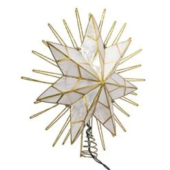 Kurt Adler 14" 7-Point Natural Capiz Star Lighted Treetop