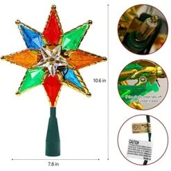 Twinkle Star Lighted Christmas Tree Topper, Colorful 8-Point Star Xmas Star Treetop With 10 Incandescent Fairy Mini Lights, Holiday Christmas Tree Decorations -National Tree Company Sale Shop 51ELVSzWsNL