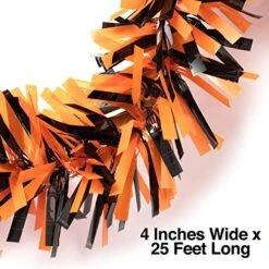 Anderson's Metallic Tinsel Twist Garland, Black And Orange - 4 Inches Wide X 25 Ft Long, Parade Float Decorations For Trailer, Metallic Tinsel Garland, Halloween Garland Décor For Parties And Parades -National Tree Company Sale Shop 51ES71slfzL
