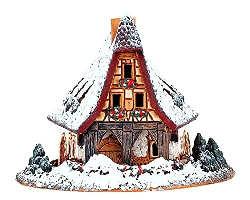 Midene Ceramic Christmas Village Miniature House Smithery In Rothenburg, Germany Winter Edition Tealight Candle Holder Home Decor 6 Midene Ceramic Christmas Village Miniature House Smithery In Rothenburg, Germany Winter Edition Tealight Candle Holder Home Decor - Image 4