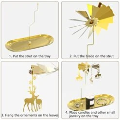 Christmas Spinning Candle Holder,Gold Metal Spinning Flying Deer Tea Lights Candle Holder,Romantic Designed Candlestick Ornament For Wedding Party Christmas Festival Home Decor Gift(Golden) -National Tree Company Sale Shop 51FYpJlnnQL