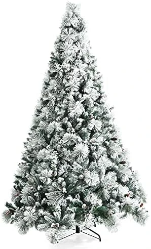 Goplus 7ft Snow Flocked Christmas Tree, Artificial Hinged Xmas Pine Tree W/ 1014 Glitter Branches, Pine Cone & Red Berries, Frosty Tree For Indoor Holiday Festival Decoration 11 Goplus 7ft Snow Flocked Christmas Tree, Artificial Hinged Xmas Pine Tree W/ 1014 Glitter Branches, Pine Cone & Red Berries, Frosty Tree For Indoor Holiday Festival Decoration - Image 9