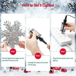 SXSGSM Christmas Tree Topper Lights, Snowflake Tree Topper With Magic Rotating Snowflake Projector, 3D Glitter Projector Xmas Tree Topper For Christmas Tree Decorations (Silver) -National Tree Company Sale Shop 51FmyHD4pIL