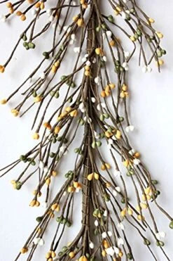 Evron International AR1956C-33 Primitive Pip Berry Garland In Green, Yellow And White