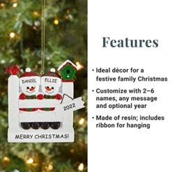 Let's Make Memories Personalized Snowman Family Ornament - Christmas Ornament - Customize 4 Names, Message, Year -National Tree Company Sale Shop 51G3XkuJyTL