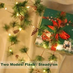 PALONMY Christmas Garland With Lights 6.56 FT Pine Garland With 30 LED Fairy Lights Battery Operated Garland Lights With Pine Cones Artificial Greenery Garland Christmas Pre-lit Lights For Home -National Tree Company Sale Shop 51GLUfkThnL
