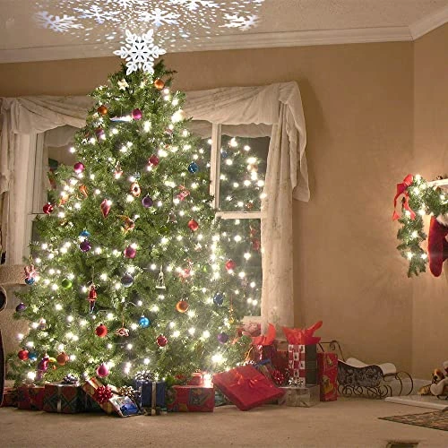 YEAHOME Snowflake Christmas Tree Topper, 3D Lighted Christmas Tree Topper Snow-White Christmas Treetop With Snowflake Projector Lights For Christmas Tree Decorations 4 YEAHOME Snowflake Christmas Tree Topper, 3D Lighted Christmas Tree Topper Snow-White Christmas Treetop With Snowflake Projector Lights For Christmas Tree Decorations - Image 2