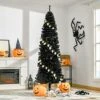 HOMCOM 7ft Unlit Artificial Christmas Tree Slim Douglas Fir With Realistic Branches, Halloween Tree With 818 Tips, Black