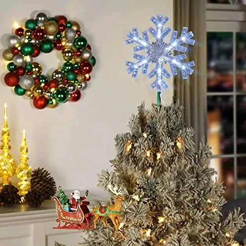 Dazzle Bright Snowflake Christmas Tree Topper, 9 Inch Christmas Tree Topper Ornament With 15 White LED Lights, Lighted Tree Topper Christmas Decorations For Xmas Indoor Holiday Decor 8 Dazzle Bright Snowflake Christmas Tree Topper, 9 Inch Christmas Tree Topper Ornament With 15 White LED Lights, Lighted Tree Topper Christmas Decorations For Xmas Indoor Holiday Decor - Image 6