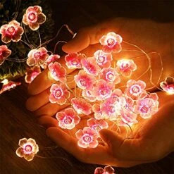 Cherry Blossom Flower String Lights For Girl Bedroom, Pink Fairy Lights 13 Feet 40 LEDs USB And Battery Operated Decorative String Lights Indoor Outdoor (1 Pack) 16 Cherry Blossom Flower String Lights For Girl Bedroom, Pink Fairy Lights 13 Feet 40 LEDs USB And Battery Operated Decorative String Lights Indoor Outdoor (1 Pack) -National Tree Company Sale Shop 51Gkbiaz0TL